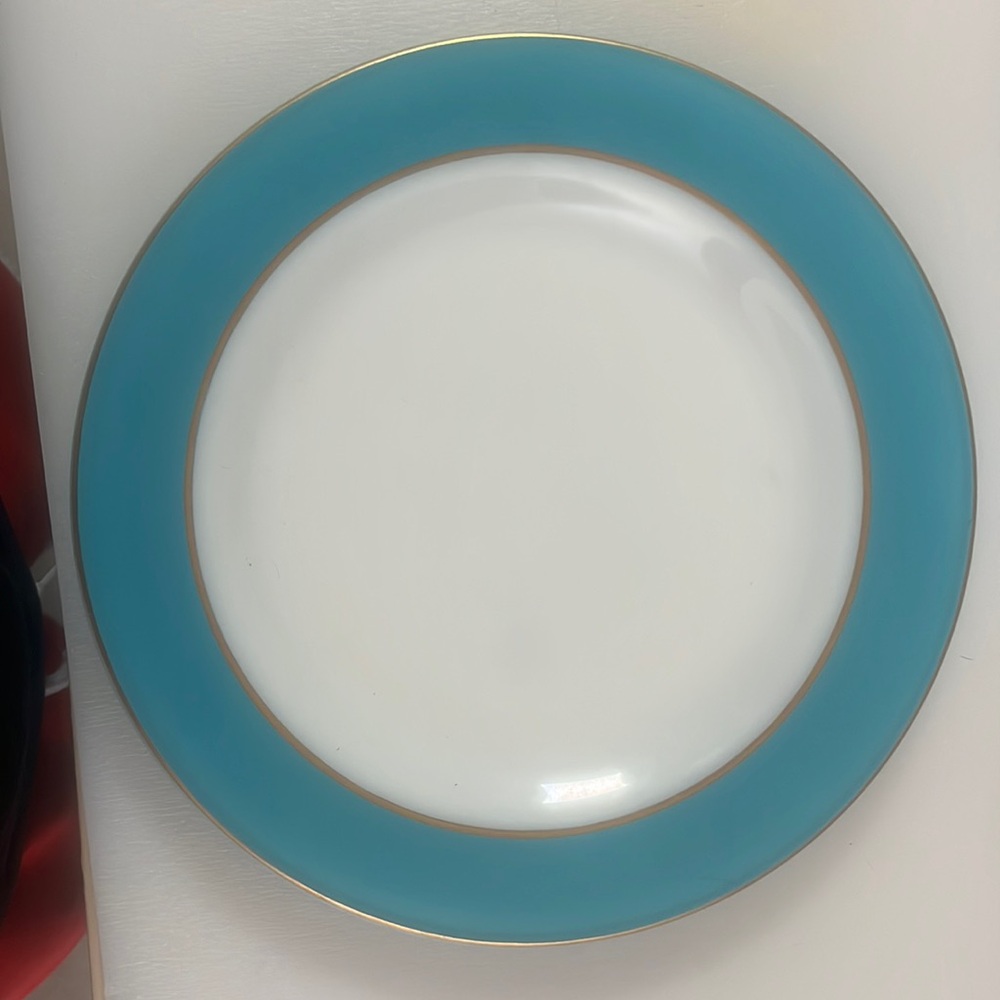 PYREX 1950s plate teal with gold trim MINT